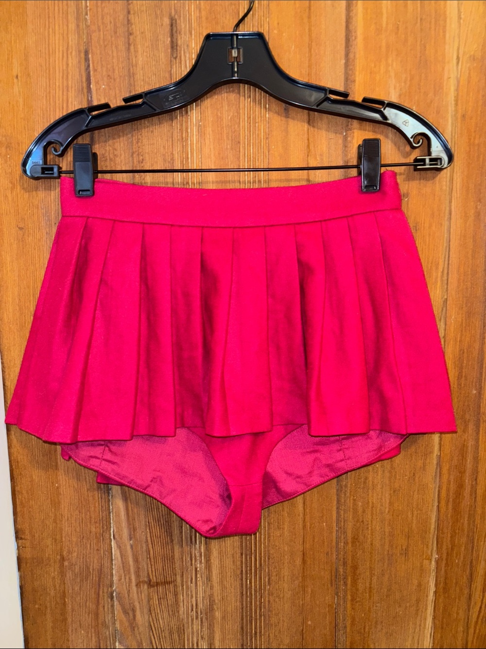 Push Button Women’s Red Pleated Wool Skirt Shorts